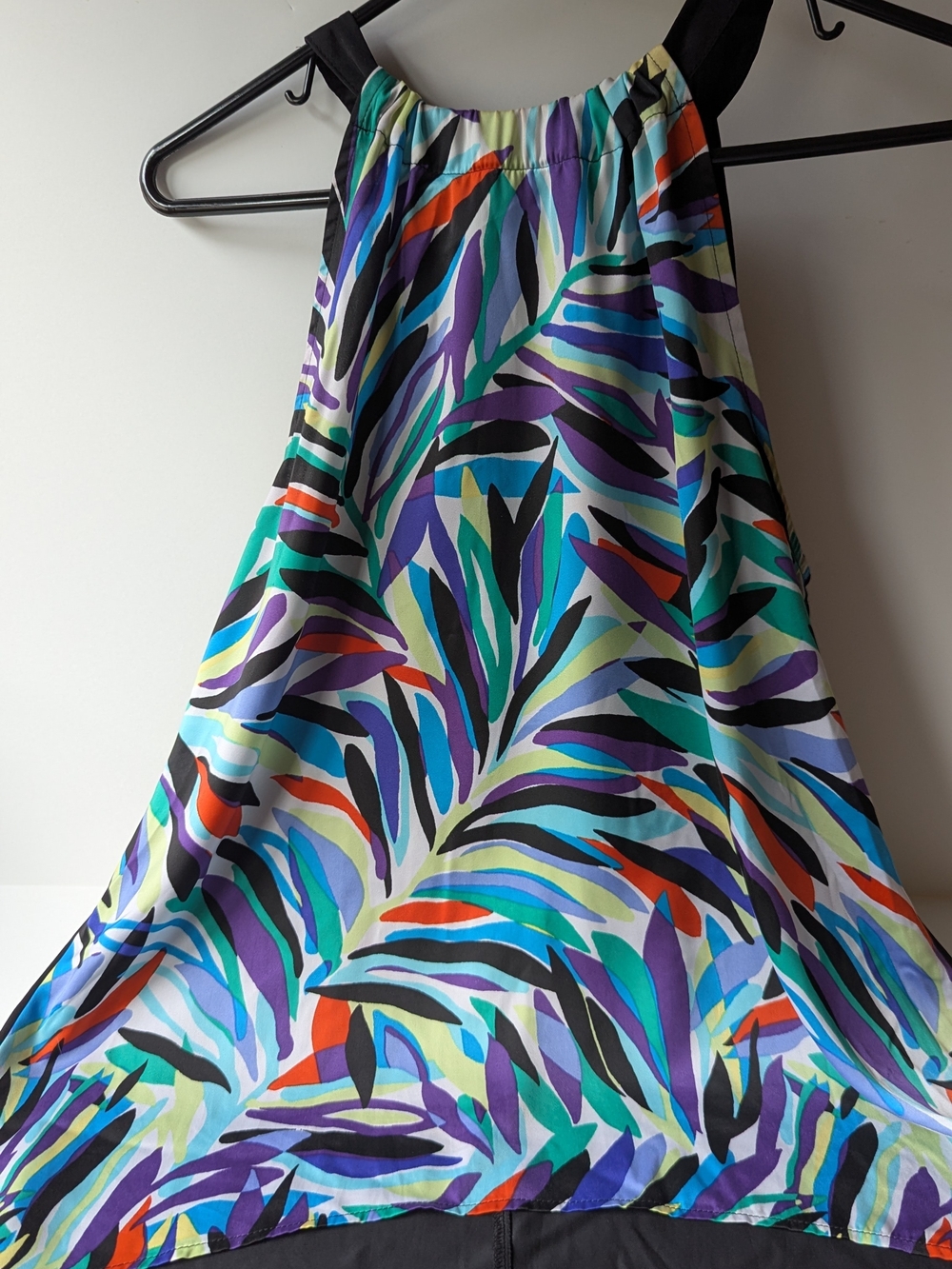 Colorful Abstract Leaf print Halter Tank - Nicole Miller